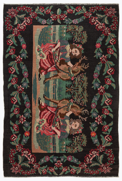 Girit Red Floral Wool Handmade Area Rug 6'8" x 10'0"