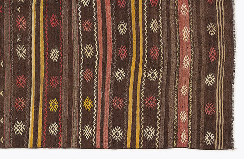 Girit Beige Striped Wool Handmade Area Rug 5'5" x 10'10"