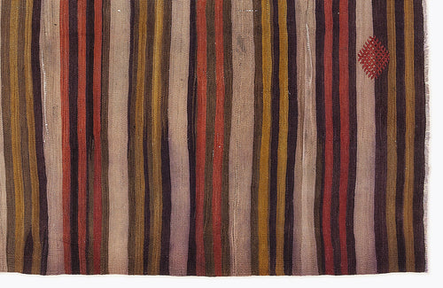 Girit Brown Striped Wool Handmade Area Rug 5'0" x 7'7"