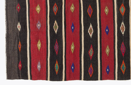 Girit Beige Striped Wool Handmade Area Rug 5'10" x 9'6"