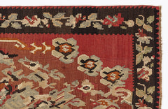 Girit Red Floral Wool Handmade Area Rug 5'6" x 9'10"