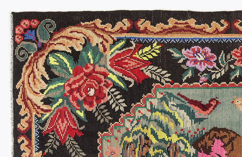 Girit Red Floral Wool Handmade Area Rug 6'8" x 10'6"