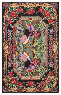 Girit Red Floral Wool Handmade Area Rug 6'8" x 10'6"