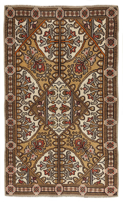 Girit Red Floral Wool Handmade Area Rug 5'5" x 9'2"
