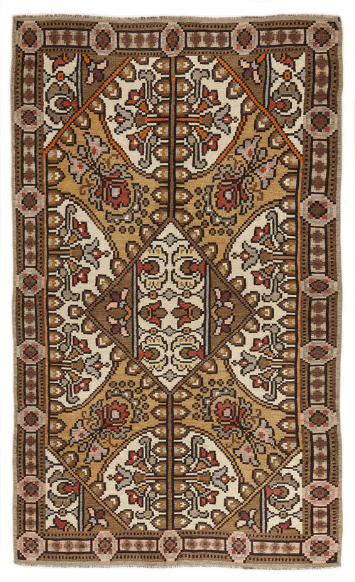 Girit Red Floral Wool Handmade Area Rug 5'5" x 9'2"