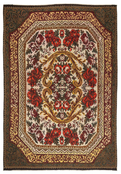 Girit Red Floral Wool Handmade Area Rug 7'0" x 10'2"