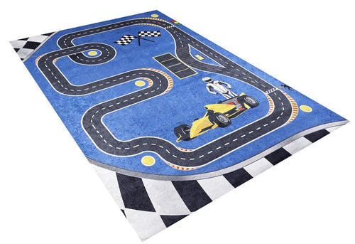 Kids Digital Print Rug – Blue Figured Children's Area Rug | Antibacterial, Non Slip