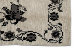 Girit Beige Floral Wool Handmade Area Rug 5'1" x 7'1"