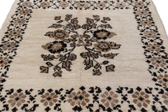 Girit Beige Floral Wool Handmade Area Rug 5'7" x 7'1"