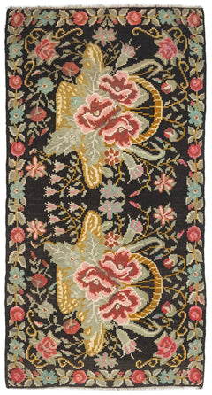 Girit Red Floral Wool Handmade Area Rug 5'9" x 11'0"