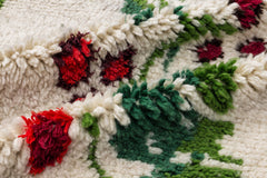 Girit Beige Floral Wool Handmade Area Rug 5'11" x 6'11"