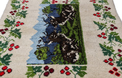 Girit Beige Floral Wool Handmade Area Rug 5'11" x 6'11"