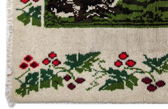 Girit Beige Floral Wool Handmade Area Rug 5'11" x 6'11"