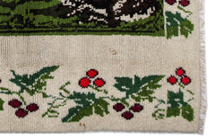 Girit Beige Floral Wool Handmade Area Rug 5'11" x 6'11"