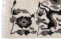 Girit Beige Floral Wool Handmade Area Rug 5'2" x 6'7"
