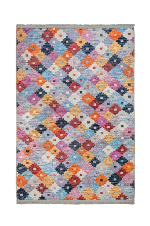 Pink Floral Area Rug - Cotton Chenille Digital Print Carpet for Living Room