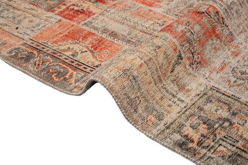 Patchwork Area Rug - Brown Cotton Chenille Digital Print Carpet for Living Room