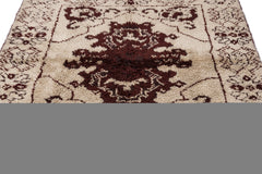 Girit Beige Floral Wool Handmade Area Rug 5'5" x 6'11"