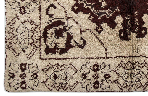 Girit Beige Floral Wool Handmade Area Rug 5'5" x 6'11"