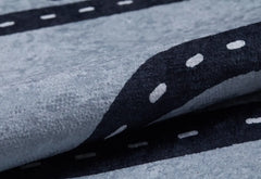 Kids Digital Print Rug - Grey Figured Design, Non Slip, Antibacterial Carpet for Playroom