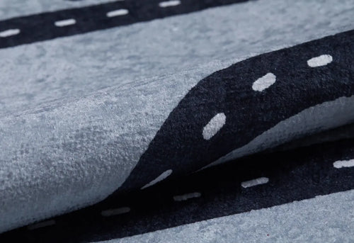 Kids Digital Print Rug - Grey Figured Design, Non Slip, Antibacterial Carpet for Playroom