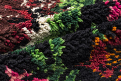 Girit Black Floral Wool Handmade Area Rug 4'7" x 6'8"