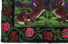 Girit Black Floral Wool Handmade Area Rug 4'7" x 6'8"