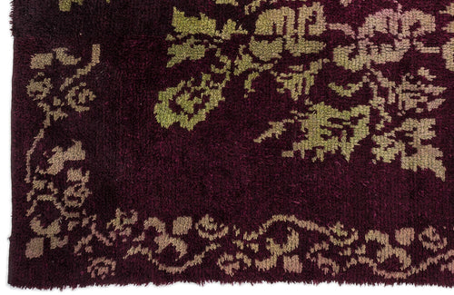 Girit Burgundy Floral Wool Handmade Area Rug 5'4" x 7'10"