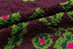 Girit Purple Floral Wool Handmade Area Rug 5'1" x 6'11"