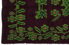 Girit Purple Floral Wool Handmade Area Rug 5'1" x 6'11"