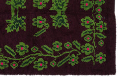 Girit Purple Floral Wool Handmade Area Rug 5'1" x 6'11"