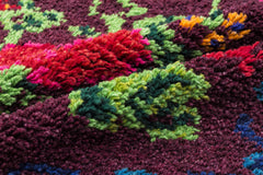 Girit Purple Floral Wool Handmade Area Rug 5'3" x 6'3"