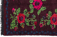 Girit Purple Floral Wool Handmade Area Rug 5'3" x 6'3"