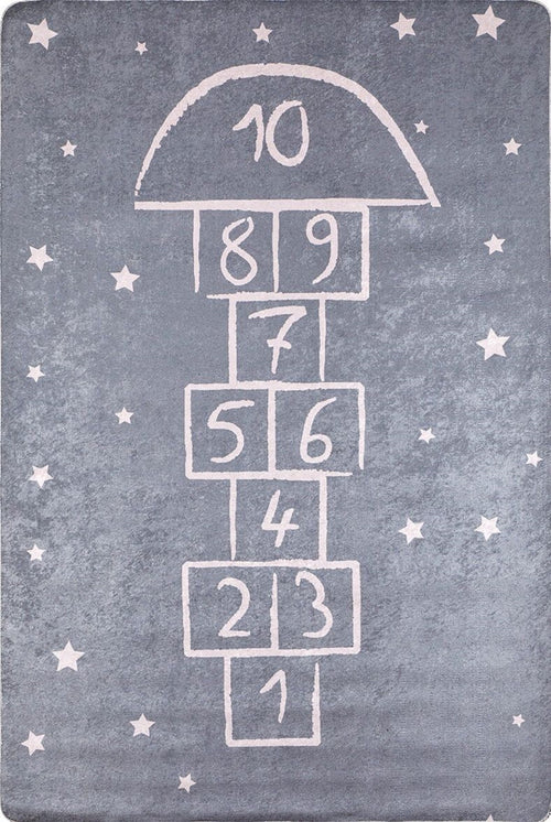 Kids Digital Print Rug – Grey Figured Pattern Carpet | Antibacterial, Non Slip Playroom Mat