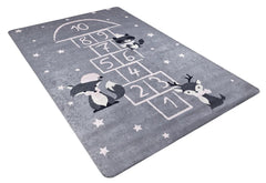 Kids Digital Print Rug – Grey Figured Pattern Carpet | Non Slip & Antibacterial