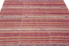 Girit Red Striped Wool Handmade Area Rug 5'4" x 8'1"