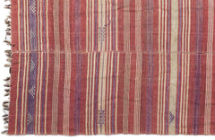 Girit Red Striped Wool Handmade Area Rug 5'4" x 8'1"