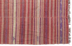 Girit Red Striped Wool Handmade Area Rug 5'4" x 8'1"