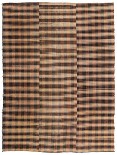 Girit Beige Striped Wool Handmade Area Rug 6'11" x 9'4"