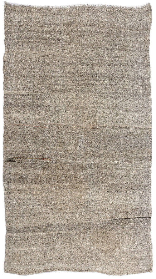 Girit Beige Striped Wool Handmade Area Rug 5'10" x 9'6"