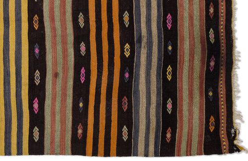 Girit Beige Striped Wool Handmade Area Rug 5'5" x 12'4"