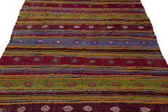 Girit Beige Striped Wool Handmade Area Rug 5'4" x 9'2"