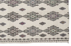 Girit Beige Figured Wool Handmade Area Rug 6'6" x 7'7"