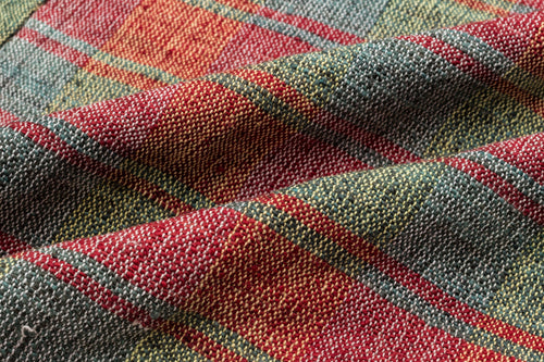 Girit Beige Striped Wool Handmade Area Rug 6'11" x 7'5"