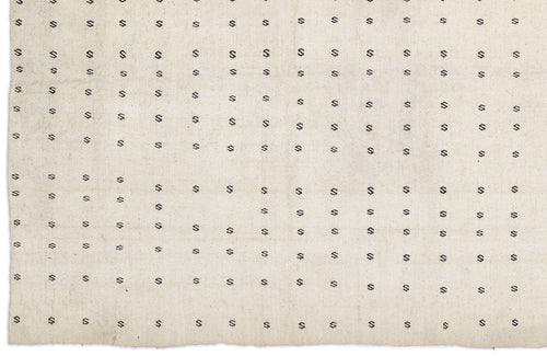 Girit Beige Figured Wool Handmade Area Rug 5'4" x 8'8"