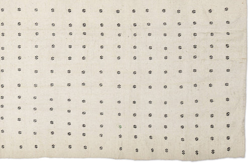 Girit Beige Figured Wool Handmade Area Rug 5'4" x 8'8"