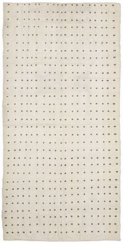 Girit Beige Figured Wool Handmade Area Rug 5'4" x 8'8"