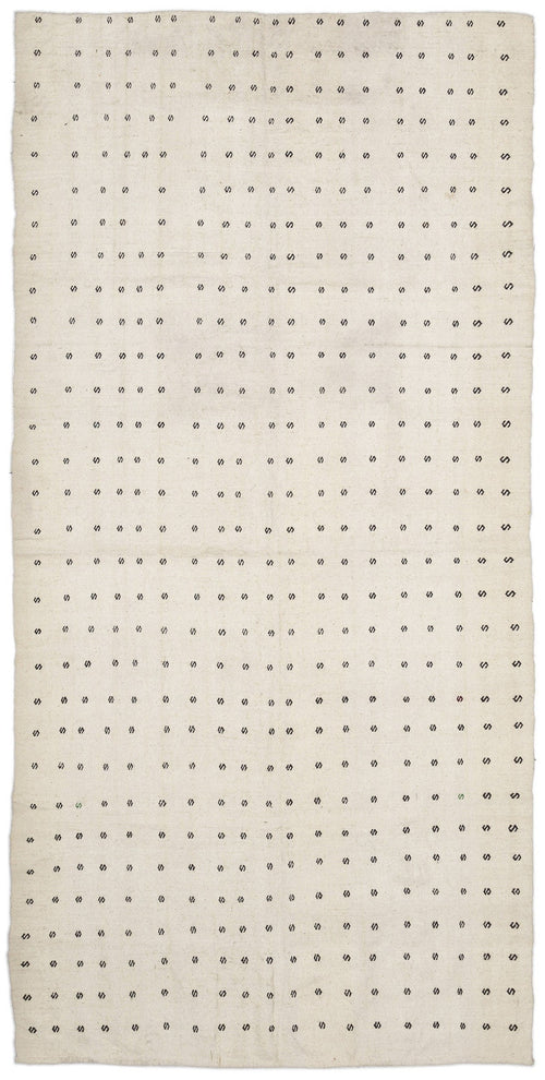 Girit Beige Figured Wool Handmade Area Rug 5'4" x 8'8"