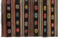 Girit Beige Striped Wool Handmade Area Rug 5'8" x 10'11"