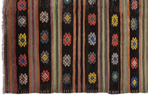 Girit Beige Striped Wool Handmade Area Rug 5'8" x 10'11"